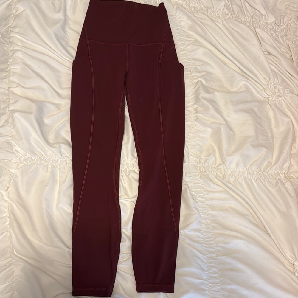 High-Waisted Burgundy Leggings